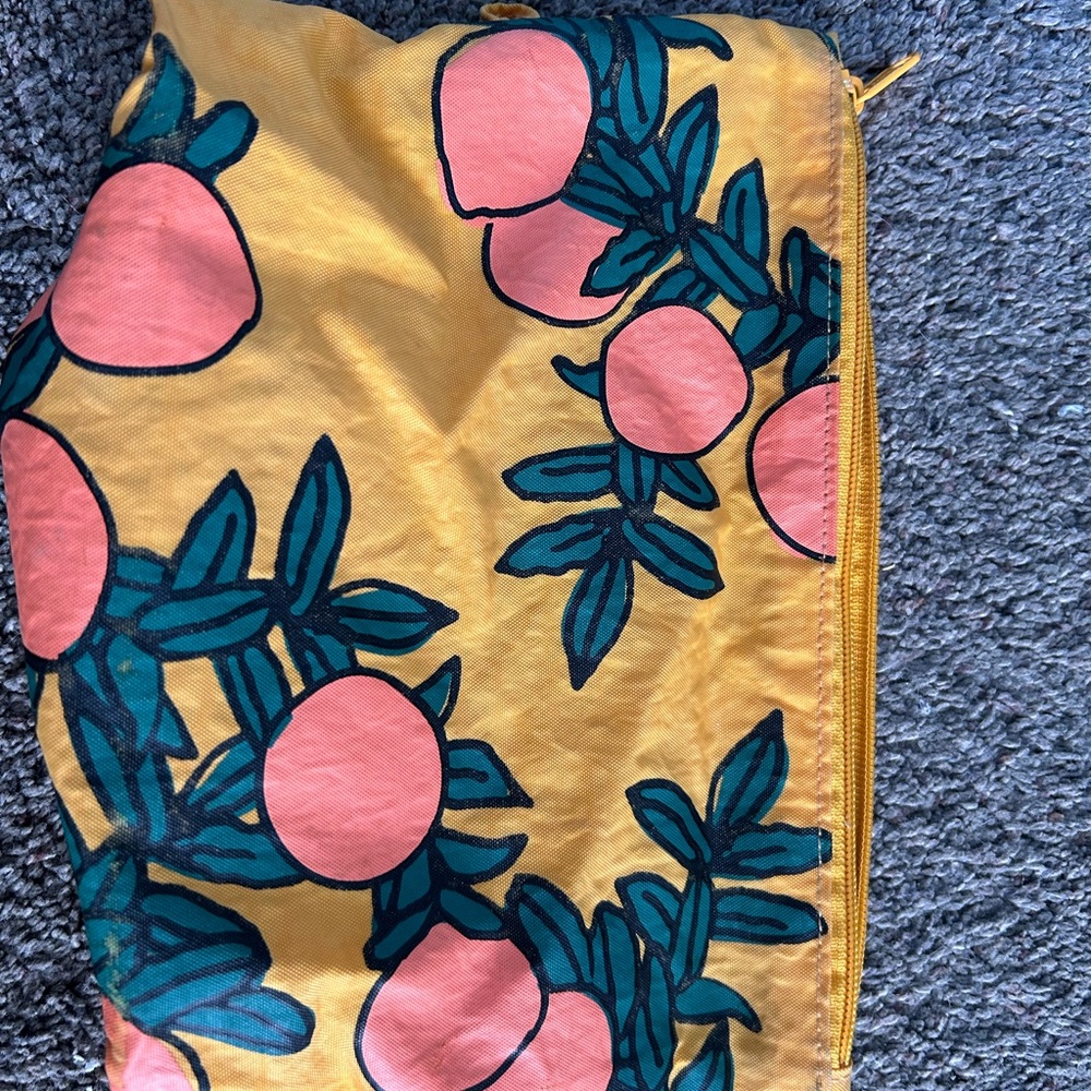 BAGGU Yellow and Pink Floral Travel Bag